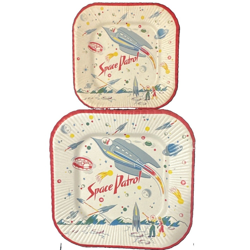 VTG Space Patrol Party Plates & Cake Plates  NASA SPACE RETRO MCM!